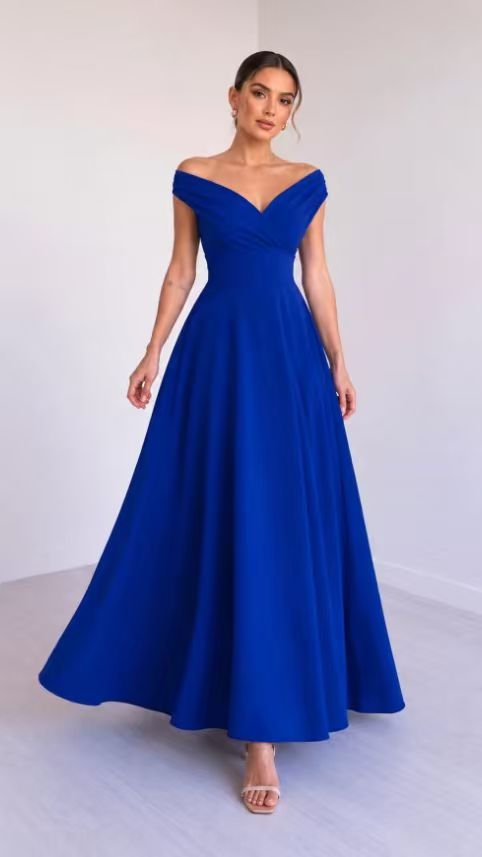 be8d43e06dc569c3b6ed9bb01bc265c1.jpg Women's long crepe dress with double collar and waist fastening, for special occasions - Image 1