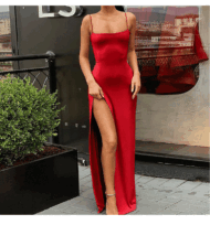 Solid Sleeveless Slit Bodycon Dress - Image 4