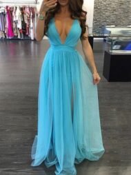 Women's Dresses Sling Mesh Sleeveless Slit Dress
