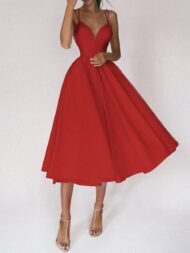 Women's Dresses Solid Sling Bare Back Sleeveless Dress - Image 3