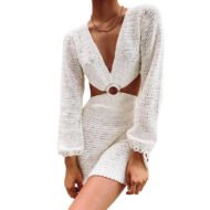 Knitted Cutout Bell Sleeve Dress - Image 19