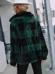 Women's Vintage Aztec Check Fleece Sweatshirt Jacket - Image 4