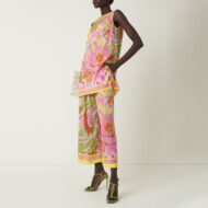 Colorful Floral Printed Sleeveless Holiday Two-piece Set