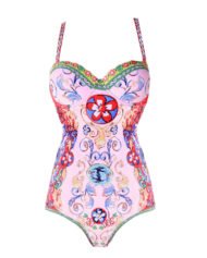 Blossom Print Sexy One Piece Swimsuit and Cover Up - Image 2