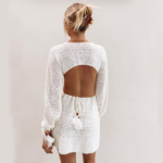 Knitted Cutout Bell Sleeve Dress
