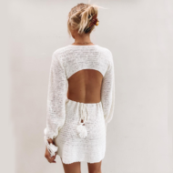 Knitted Cutout Bell Sleeve Dress