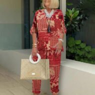 Ethnic Printed Loose Crew Neck Vacation Two-piece Set