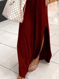 V-Neck Short Sleeve Casual Pocket Dress - Image 3