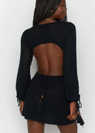 Knitted Cutout Bell Sleeve Dress - Image 14