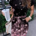 Women's Dresses Printed Belted Pocket Short Sleeve Dress