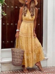Casual V Neck Sleeveless Maxi Dress - Image 2