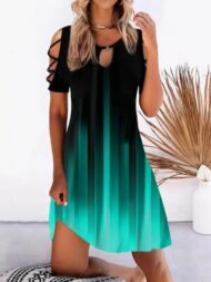 Women's Dresses Printed Off-Shoulder Short Sleeve Dress