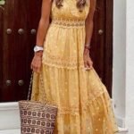 Casual V Neck Sleeveless Maxi Dress