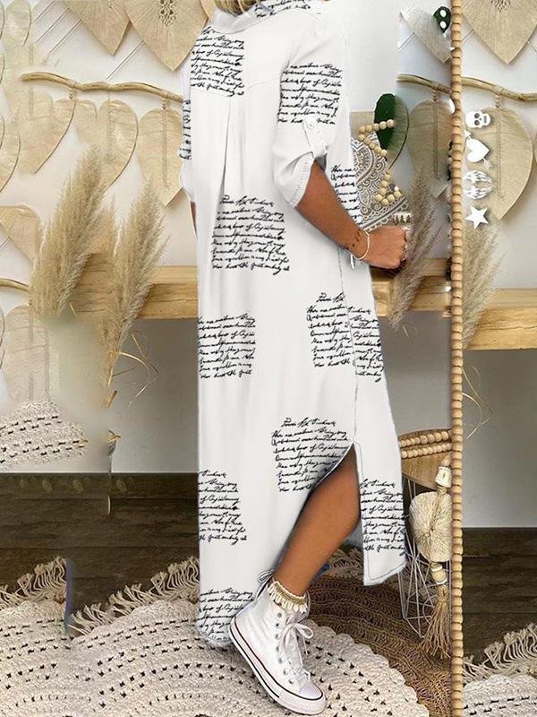 D454F930-A9CB-856D-38E5-F738136B4248.jpg Women's Dresses Loose Printed Split Shirt Maxi Dress - Image 1