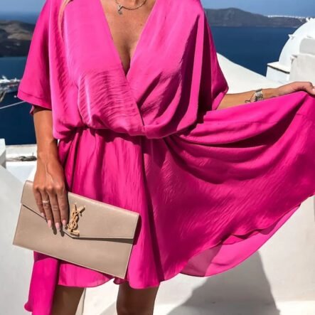 Women's Dresses Loose V-Neck Short Sleeve Mini Dress