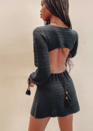 Knitted Cutout Bell Sleeve Dress - Image 16