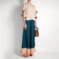 Color Block Bow Short Sleeve Elegant Two-piece Set